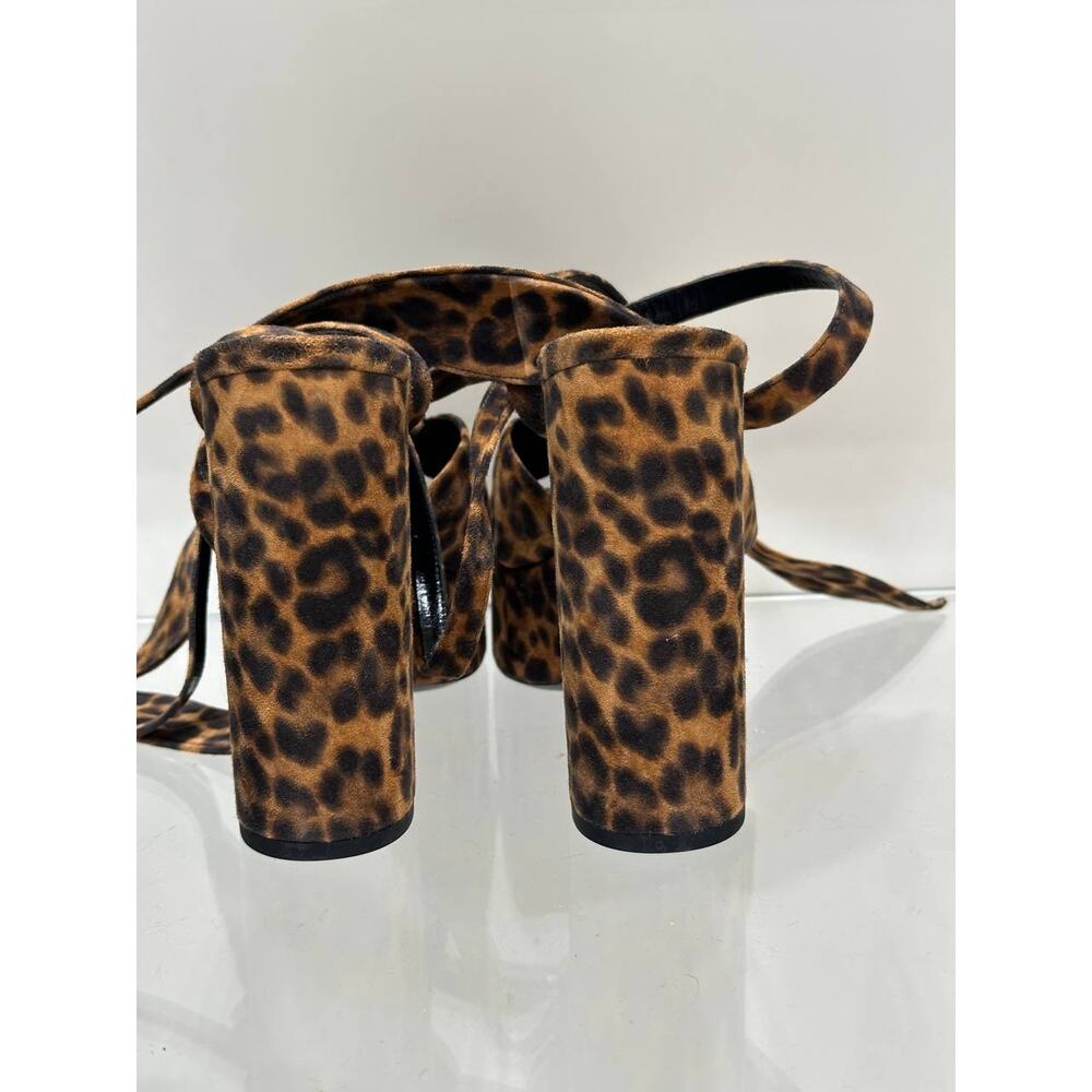 Saint Laurent Bianca Leopard Suede Platform Heels Sz.38 - Picture 4 of 9